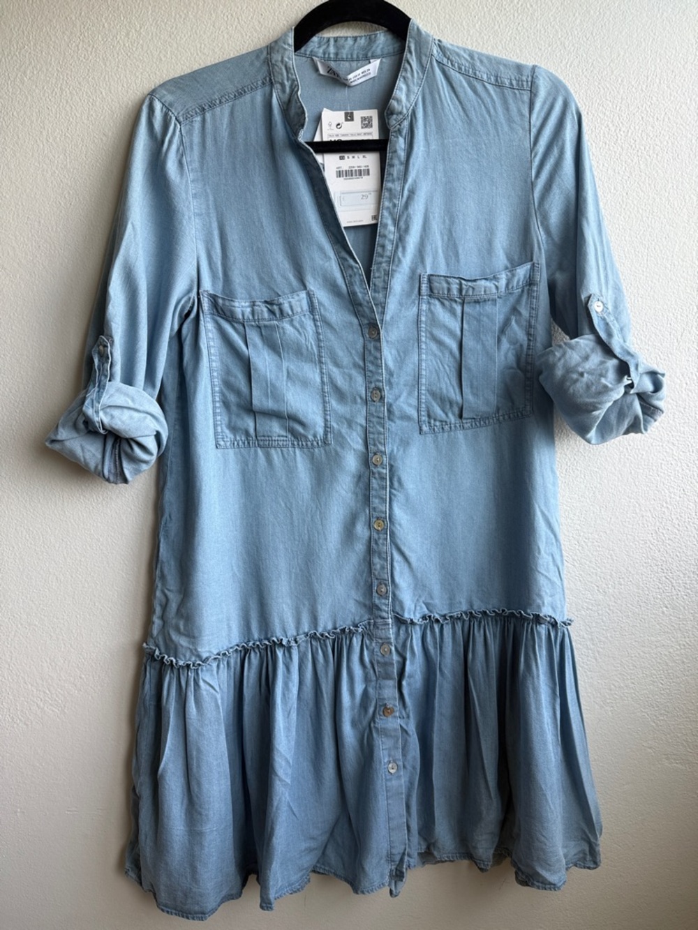 Zara Light Blue Denim Shirt Dress
